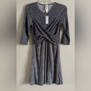 NWT Anthropologie  Amadi Women's Midi Dress Heather Gray 3/4 Sleeve Petite Small